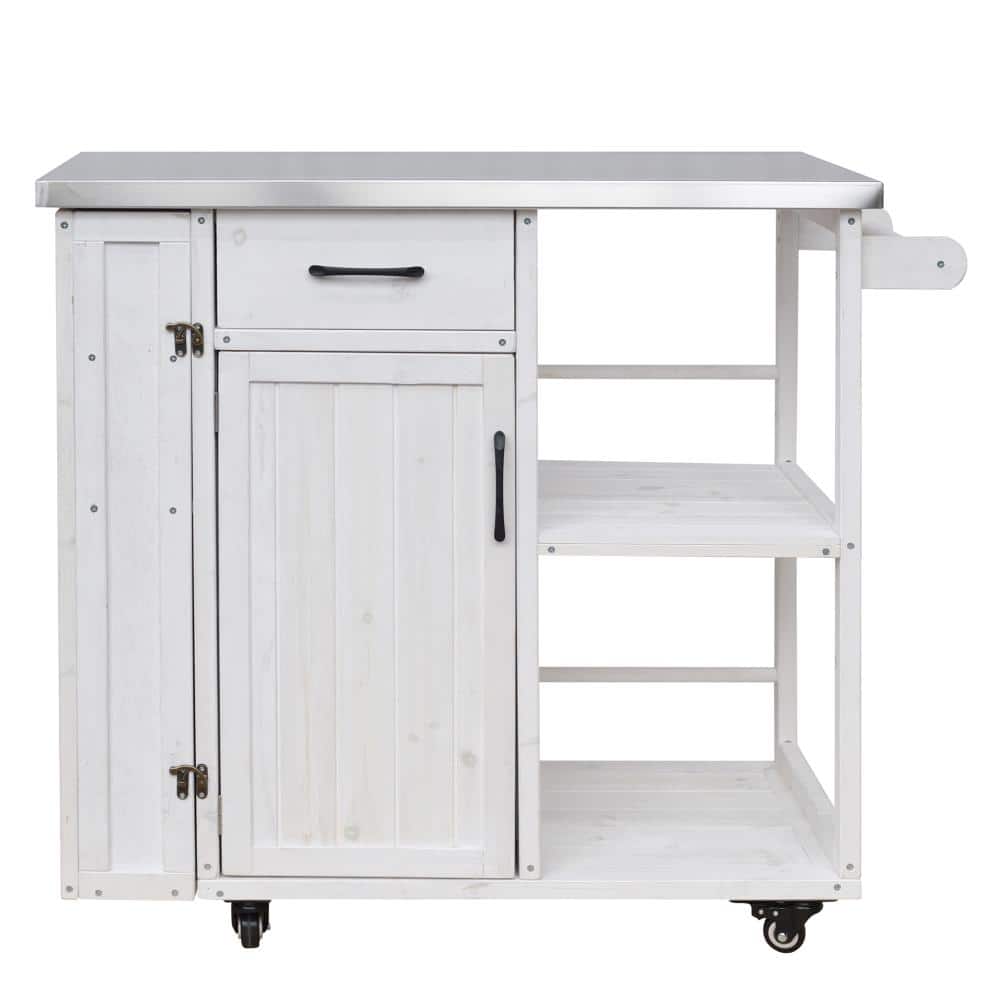 40.5 in White Wood Outdoor Grill  Cart with Stainless Top  for Patio price history on PriceWatchPro