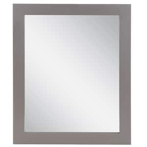 26 in. W x 31 in. H Rectangular Wood Framed Wall Bathroom Vanity Mirror in Taupe Gray