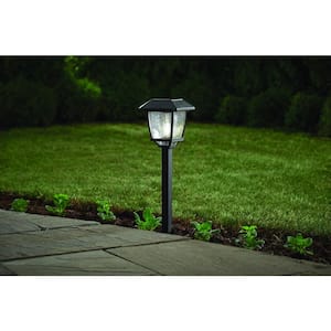 Lincoln 14 Lumens Solar Black LED Path Light with Seedy Glass Lens and Vintage Bulb (4-Pack)