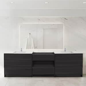 Element Standing 102 in. W x 22 in. D x 35 in. H Bath Vanity in Ebony with Calacatta White Quartz Top