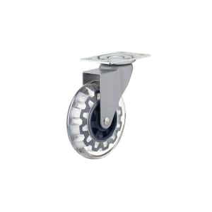 3-15/16 in. (100 mm) Clear and Royal Blue Non-Braking Swivel Plate Caster with 132 lb. Load Rating