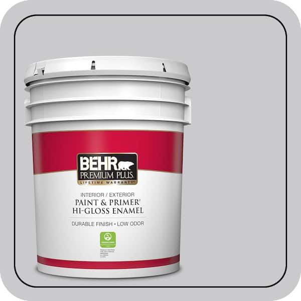 BEHR PREMIUM PLUS 5 gal. #ECC-62-1 Urban Gray Hi-Gloss Enamel Interior/Exterior Paint & Primer