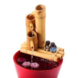 18 in. Bamboo 3-Tier Fountain-Complete with Pump and Tubing