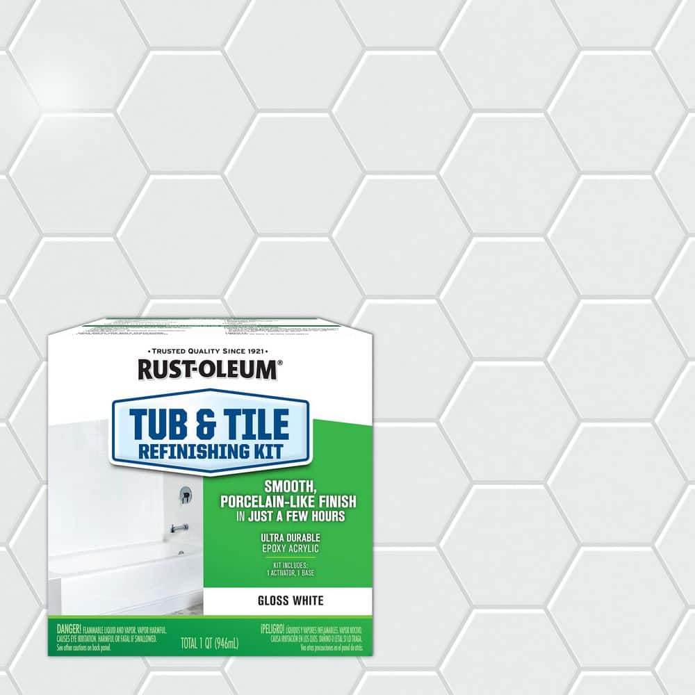 Rust-Oleum Specialty 1 Quart Gloss White Tub and Tile Refinishing Kit ...