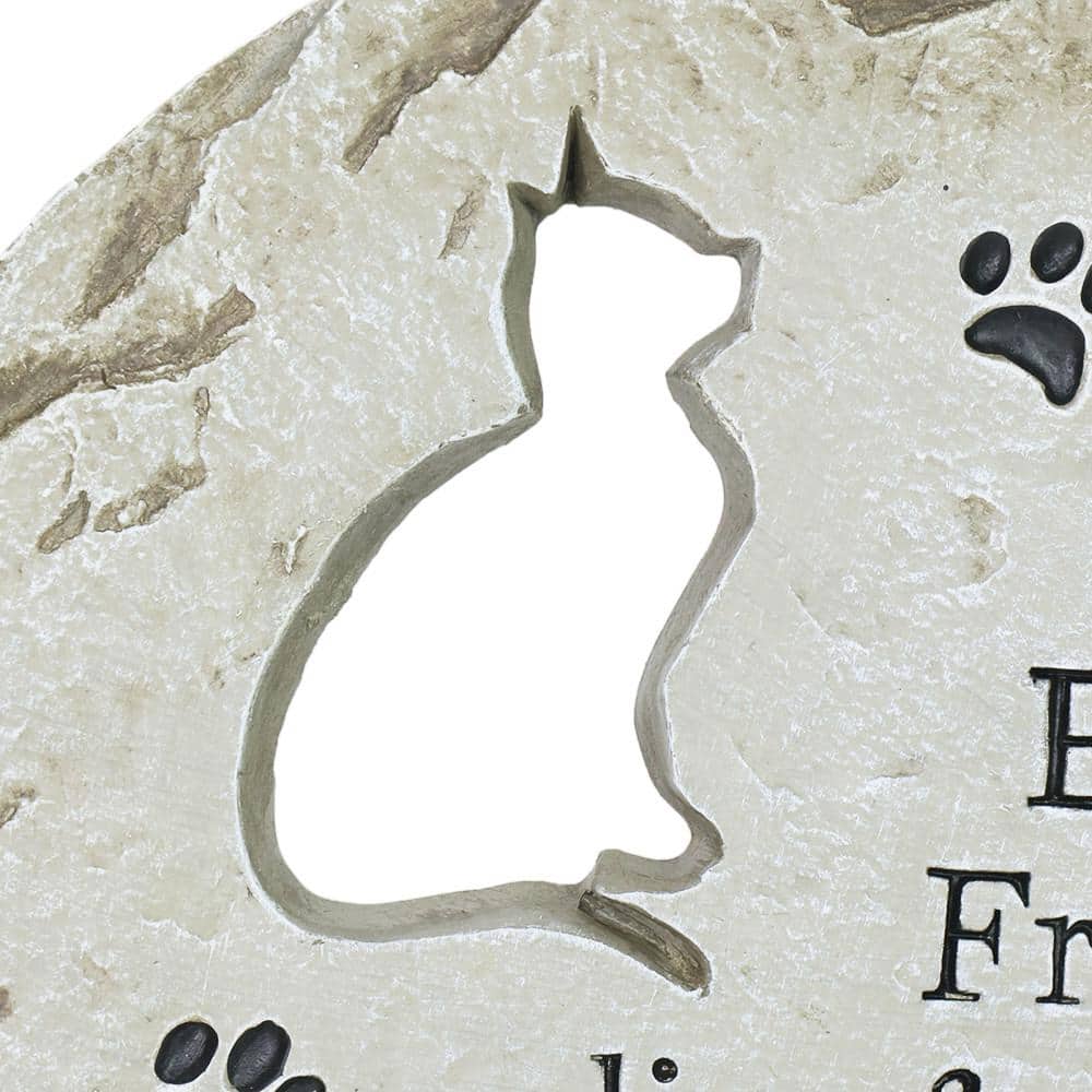 Cat Memorial Beige Resin Garden Stepping Stone