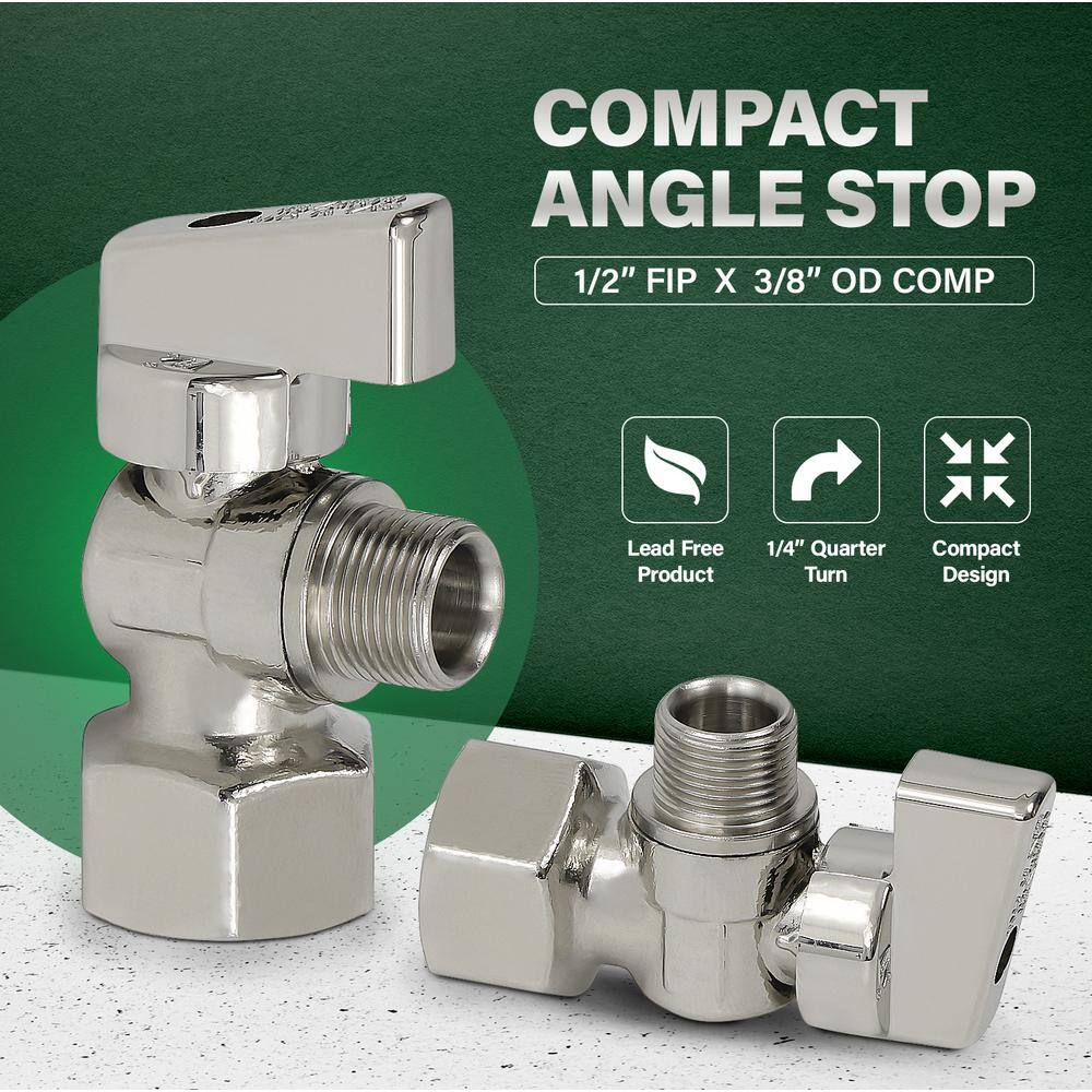 Chrome Plated Brass Dual Outlet Angle Stop Valve (2-Pack)
