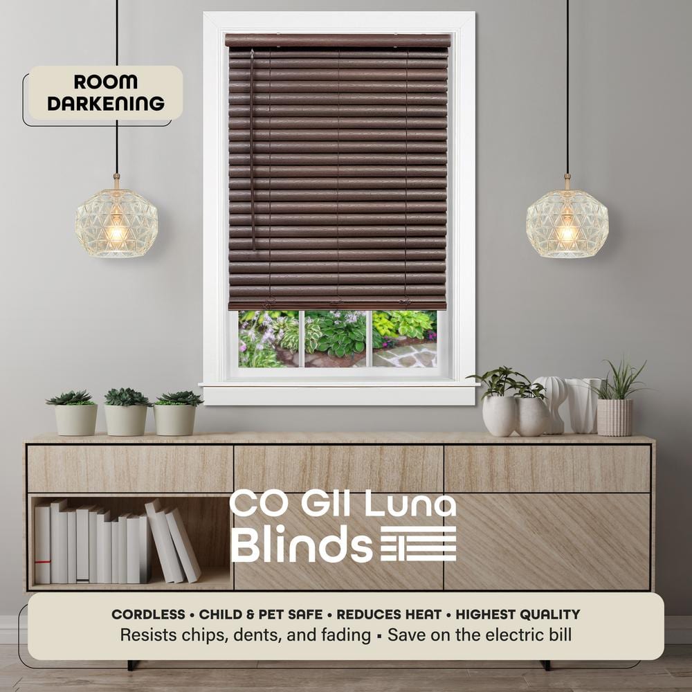 GII Luna Mahogany Cordless Light Filtering Venetian Blind with 2 in. Slats 32 in. W x 64 in. L