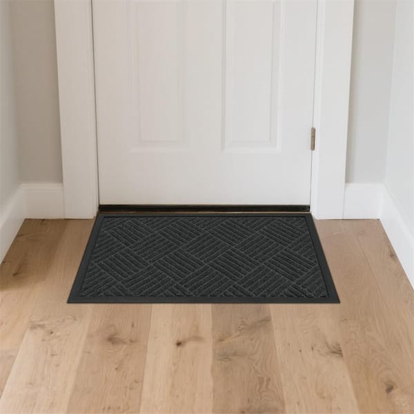 18 in. x 30 in. Front Door Mat Non-Slip Backing Indoor Door Mat Low Profile Doormat in Grey
