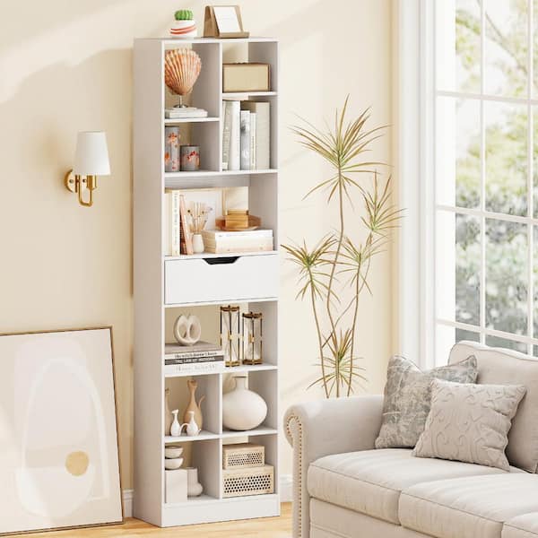 Bunpeony 71inch Tall Freestanding Bookcase with Drawer 10-Cube