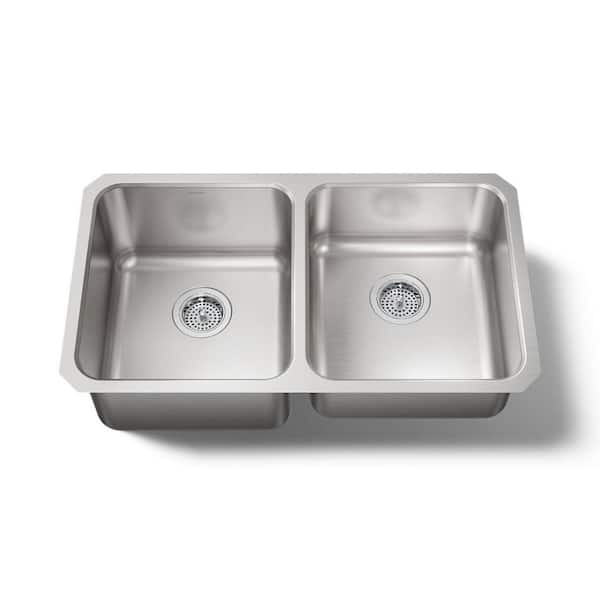 Undertone 31.5 in. Undermount Double Bowl Stainless Steel Kitchen Sink