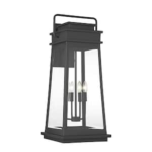 Boone Matte Black Outdoor Hardwired Wall Lantern Sconce with No Bulbs Included