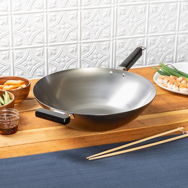 Winco WOK-14W, 14-Inch Mirror Finish Stainless Steel Chinese Wok with  Welded Joint