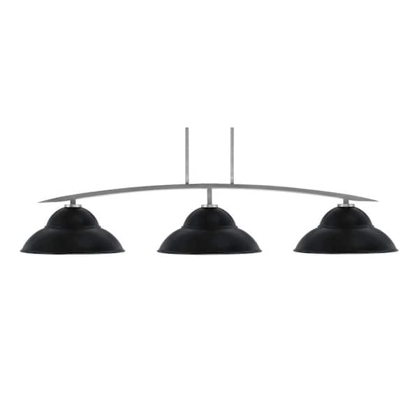 Unbranded Siena 3-Light Graphite Billiard-Light with Matte Black Metal Shades