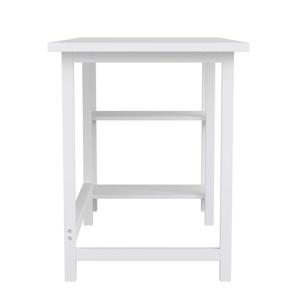 White Wood Grain Home Office Trestle Desk with Shelves