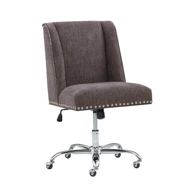 Linon Home Decor Draper 24 in. Width Chrome Fabric Task Chair with Adjustable Height