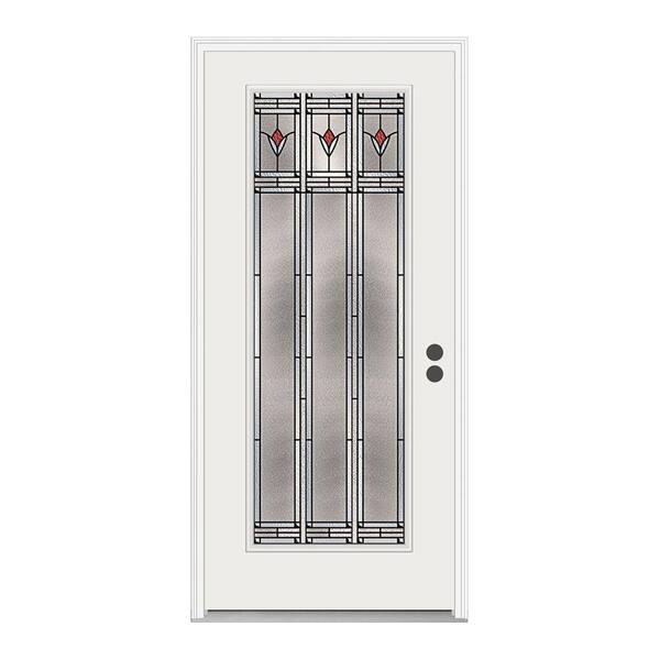 JELD-WEN Arum Full Lite Primed White Steel Prehung Front Door with Brickmold