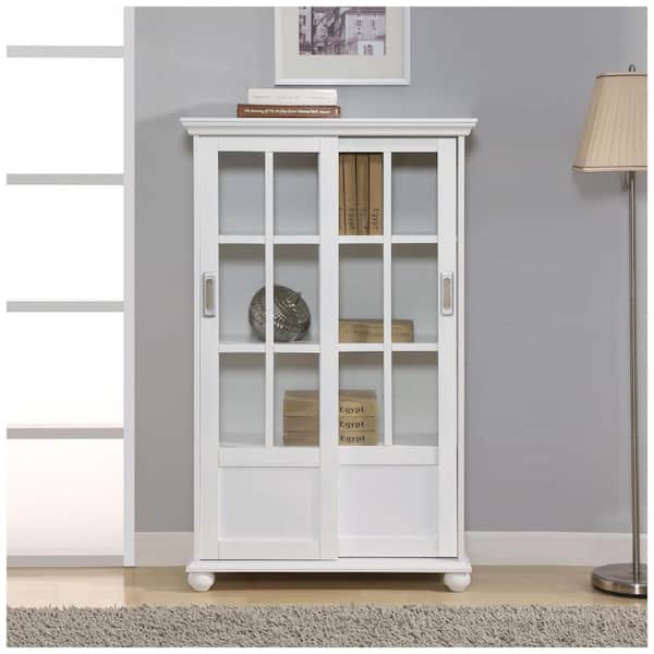 Altra Furniture Aaron Lane White Glass Door Bookcase