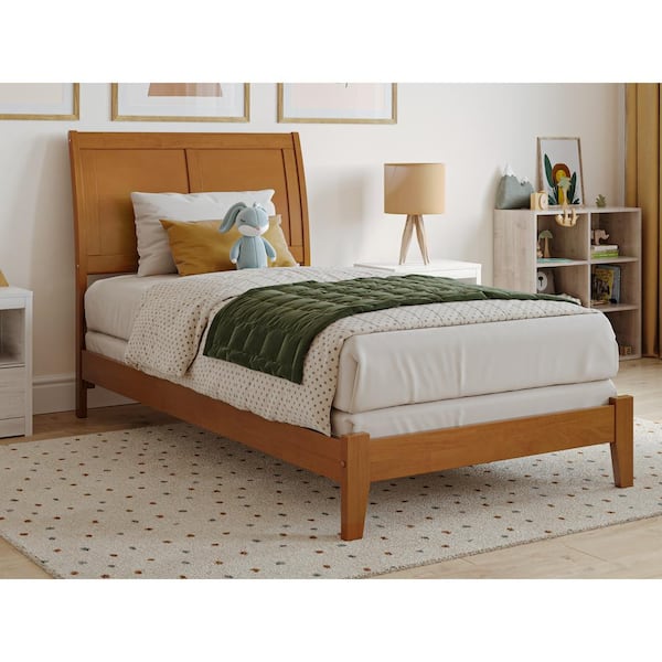 AFI Portland Light Toffee Natural Bronze Solid Wood Frame Twin Foundation Panel Bed