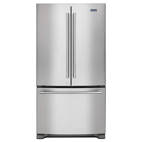 Maytag 33 in. 22 cu. ft. Built In French Door Refrigerator in Fingerprint Resistant Stainless Steel with Water Dispenser MRFF5033PZ