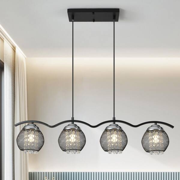 Genoci 4 Light Black Modern Kitchen Island Pendant Light with