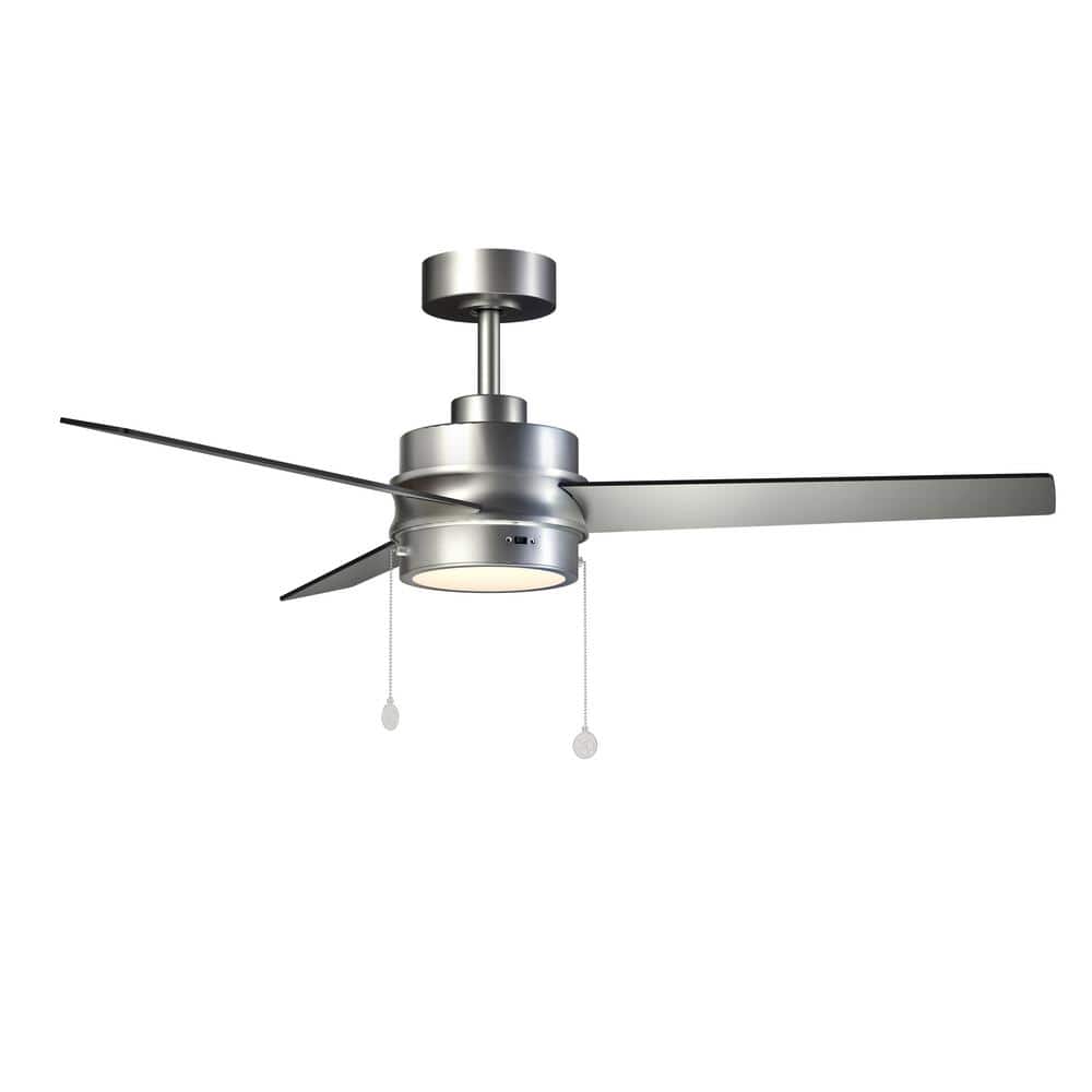 52 in. Integrated LED Indoor Brushed Nickel Ceiling Fan with Light Kit with