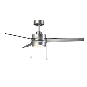 52 in. Integrated LED Indoor Brushed Nickel Ceiling Fan with Light Kit with Pull Chain