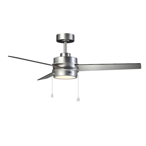 52 in. Indoor Integrated LED Brushed Nickel Ceiling Fan outlet with Light Kit