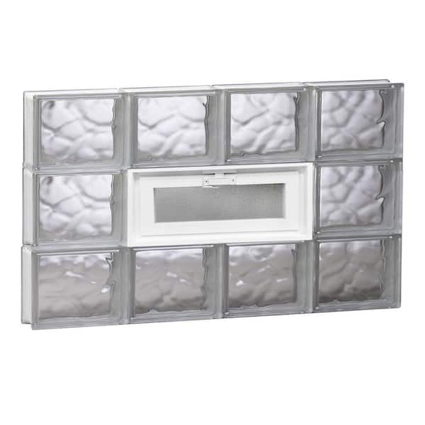Clearly Secure 31 in. x 17.25 in. x 3.125 in. Frameless Wave Pattern Vented Glass Block Window