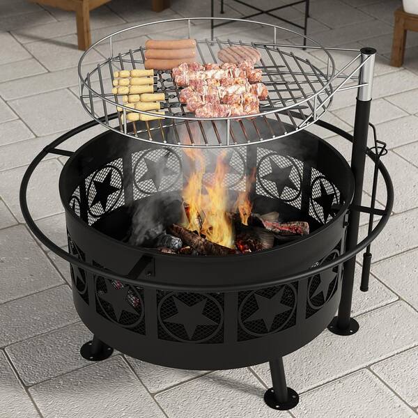Coal Fire Bowl Bbq Pit, Sunnydaze Foldable Fire Pit Cooking Grill Grater