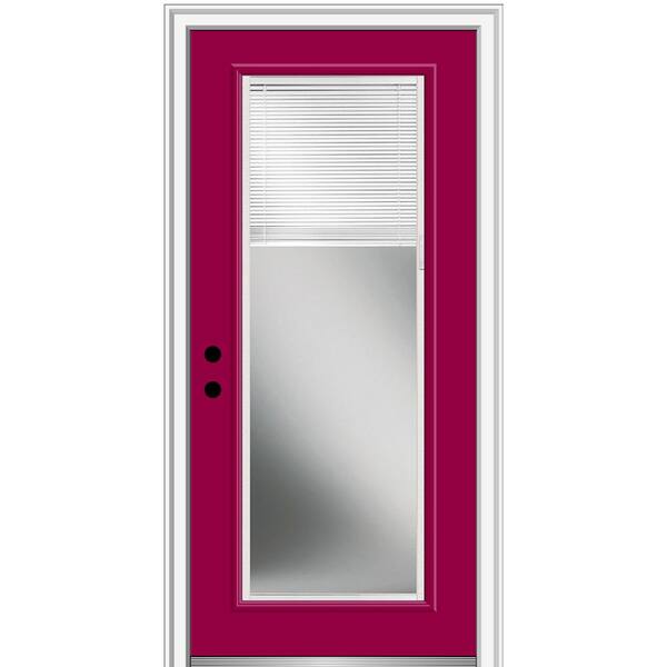 MMI Door 32 in. x 80 in. Internal Blinds Right-Hand Inswing Full Lite Clear Low-E Painted Steel Prehung Front Door