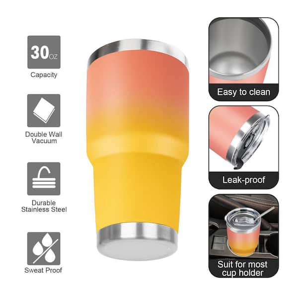 Wudkey 2-Pack 30 oz. Stainless Steel Tumbler with Lid and Straw, Double  Wall Vacuum Insulated Leak-Proof for Cold and Hot Drink AF7X22_6 - The Home  Depot