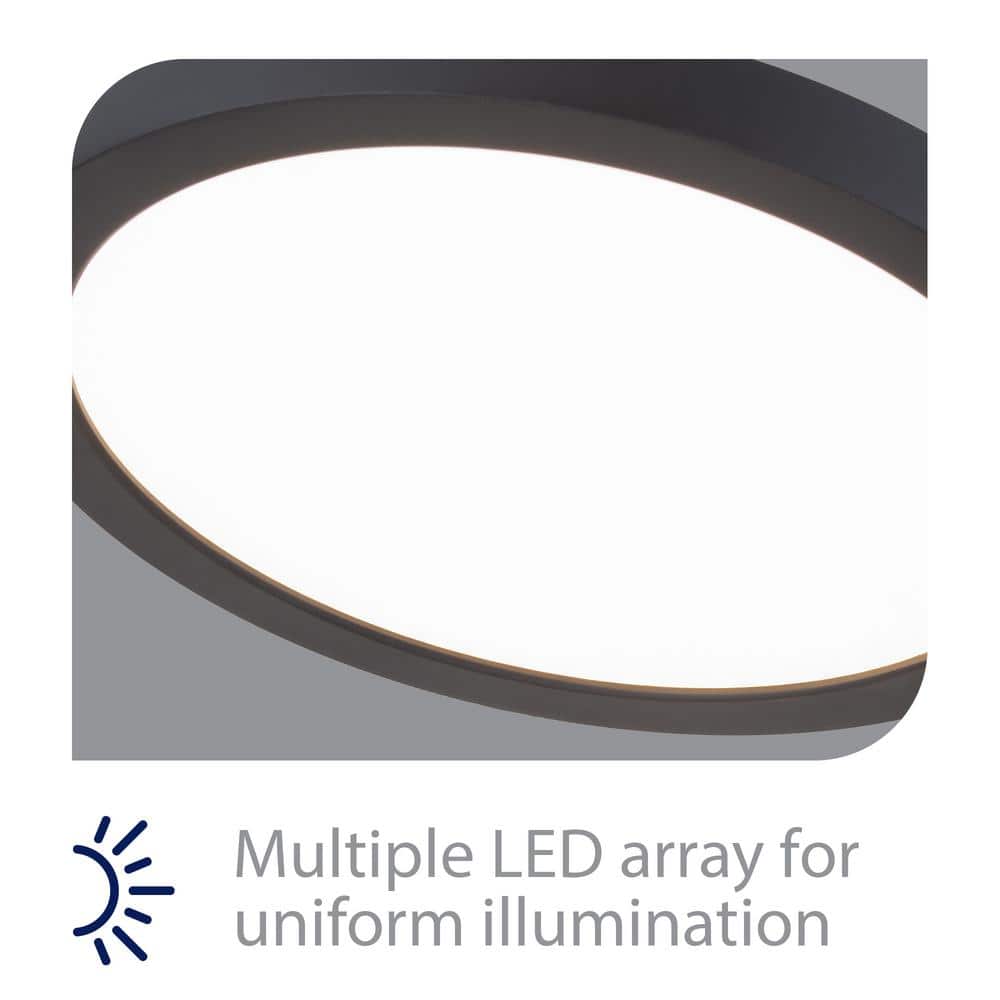 Black 7-Inch Round LED Flush Mount Light with Glass Diffuser