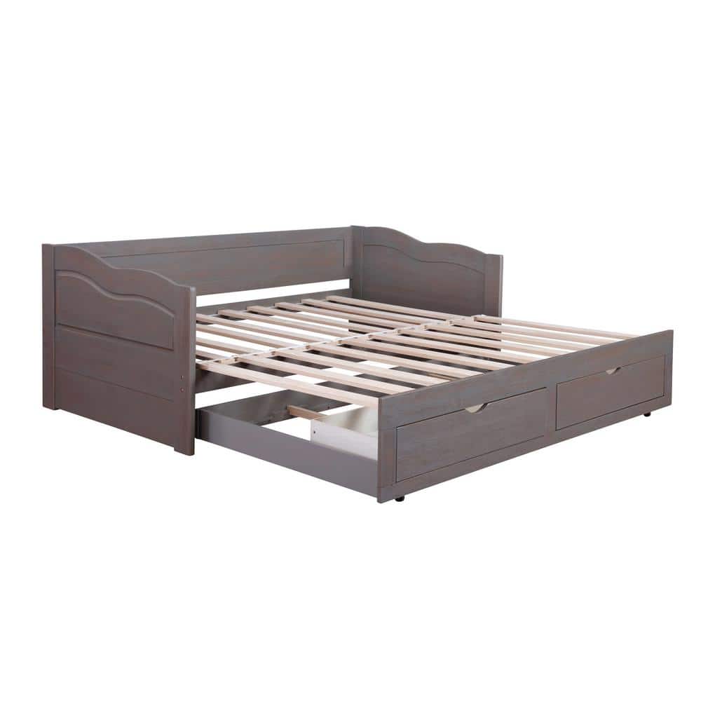 Furniture of America Aslan Convertible Gray Twin Daybed With Drawers ...