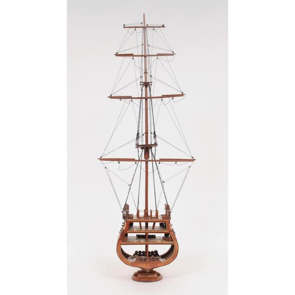 HomeRoots Wood Brown Model Boat Decorative Sculpture