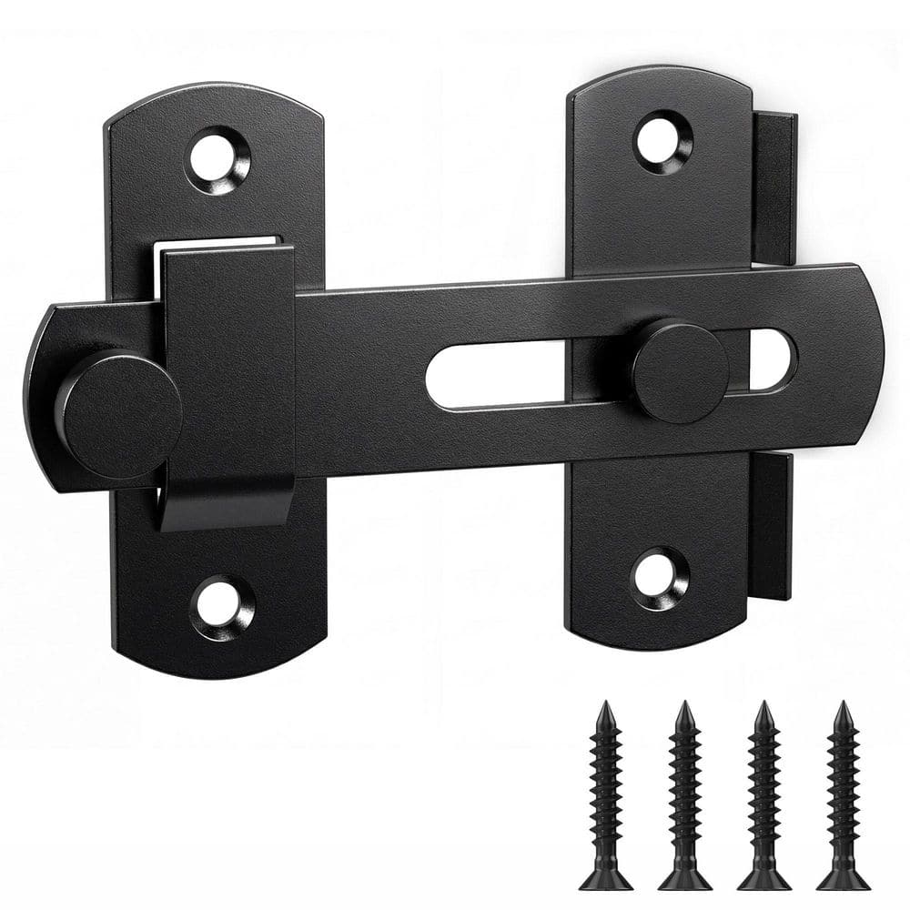WINSOON Barn Door Lock Hardware – Black Steel Sliding Privacy Latch For Closet, Shed, Pocket Doors & Wood Gates
