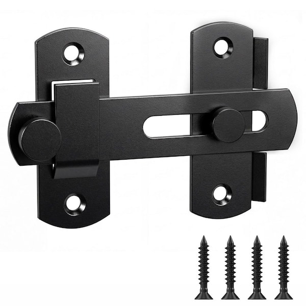 180° Black Barn Door Lock Heavy-Duty Gate Latch Buckle Door Flip Latch Lock