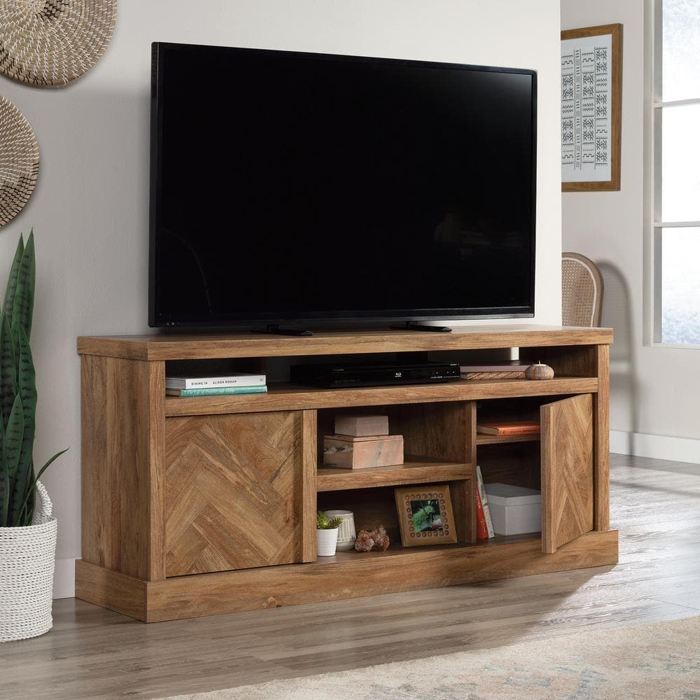 Sindoori Mango Herringbone Pattern 66'' TV Stand with Cabinet