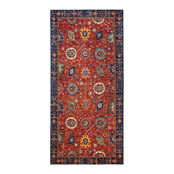 Solo Rugs Serapi One-of-a-Kind Traditional Orange 5 ft. x 12 ft. Hand Knotted Tribal Area Rug