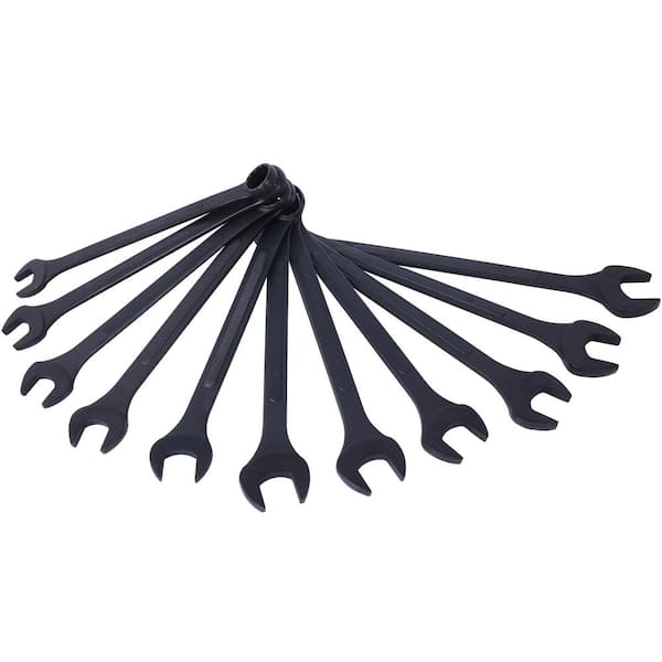Amucolo Jumbo Combination Wrench Set Extra Large, Metric, 11-Piece, 1-5/16 in. to 2 in., Black Oxide, with Pouch