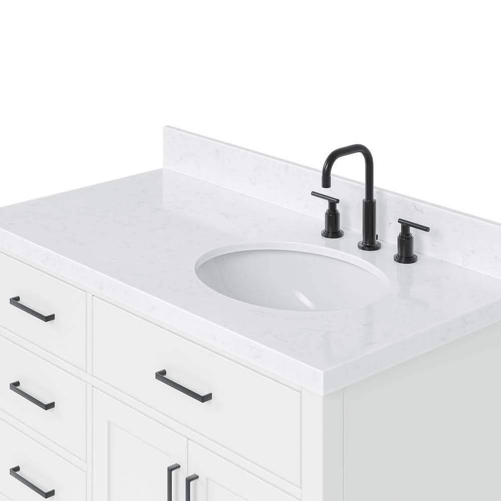 Hepburn 42" White Hardwood Freestanding Single Vanity with Quartz Top