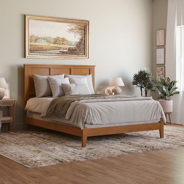 AFI Madison Light Toffee Natural Bronze Solid Wood Frame Queen Low Profile Platform Bed
