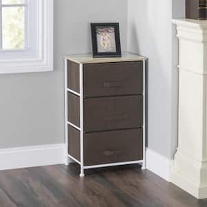 3-Tier Non-Woven Fabric Drawer Cart in Brown