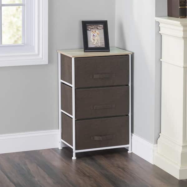3-Tier Non-Woven Fabric Drawer Cart in Brown HDC55782 - The Home Depot