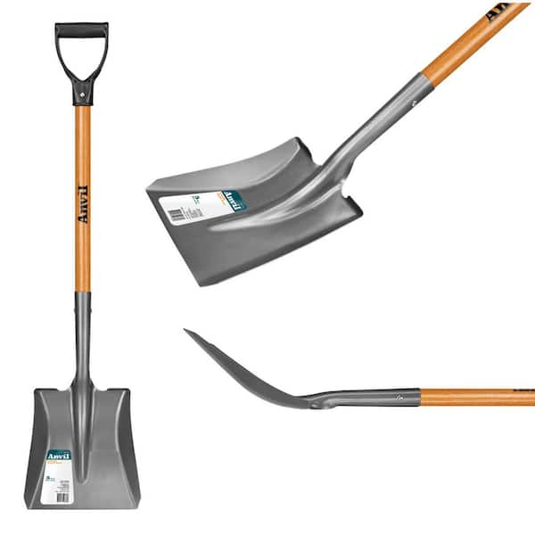 Anvil 28 in. D-Grip Short Wood Handle Carbon Steel Transfer Shovel