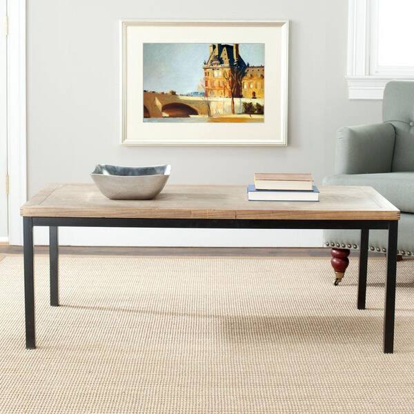 SAFAVIEH Dennis 47 in. Oak Large Rectangle Wood Coffee Table
