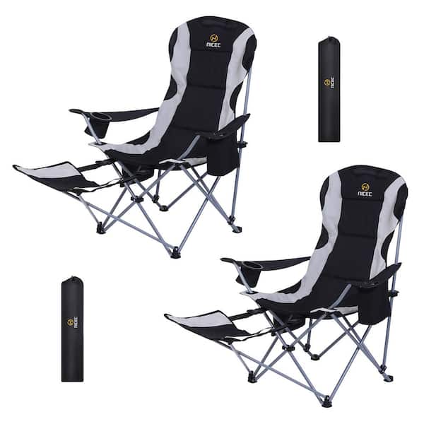 Unbranded Camping Chairs, Camping Chairs for Adults with Removable Footrest, Folding Camping Chair with Carry Bag (2-Pack)