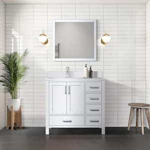 Jacques 36 in. W x 22 in. D Left Offset White Bath Vanity, White Quartz Top, Faucet Set, and 34 in. Mirror