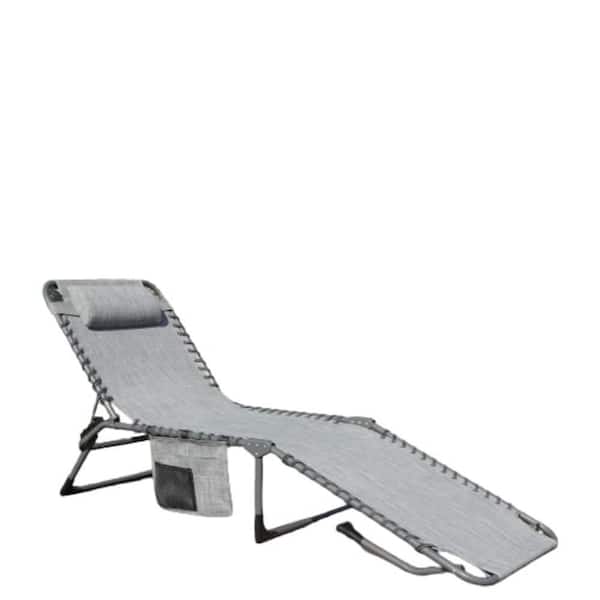 cenadinz Metal Outdoor Chaise Lounge for Outdoor with Detachable Pocket and Pillow, Portable Adjustable
