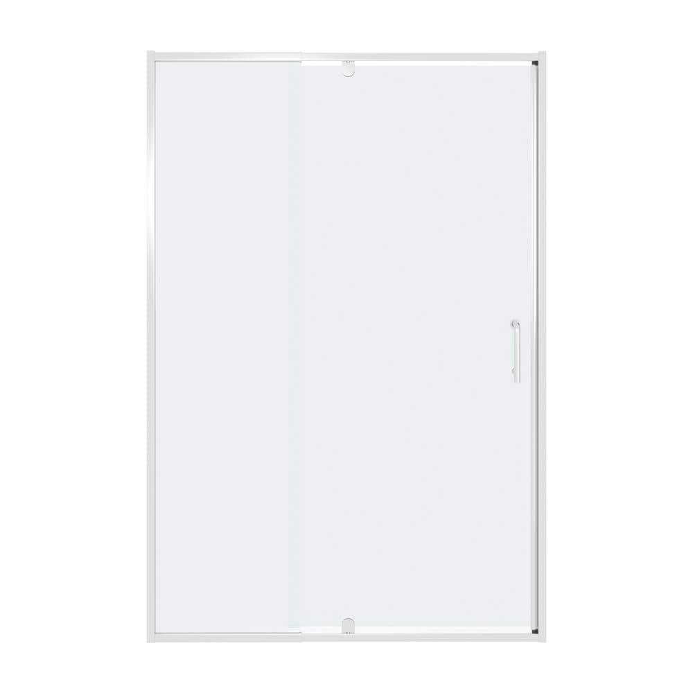 48 in. Chrome Semi-Frameless Pivot Shower Door with Clear Glass