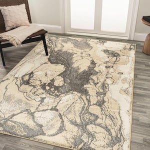 Marmo Abstract Marbled Modern Gold/Gray 3 ft. x 5 ft. Area Rug